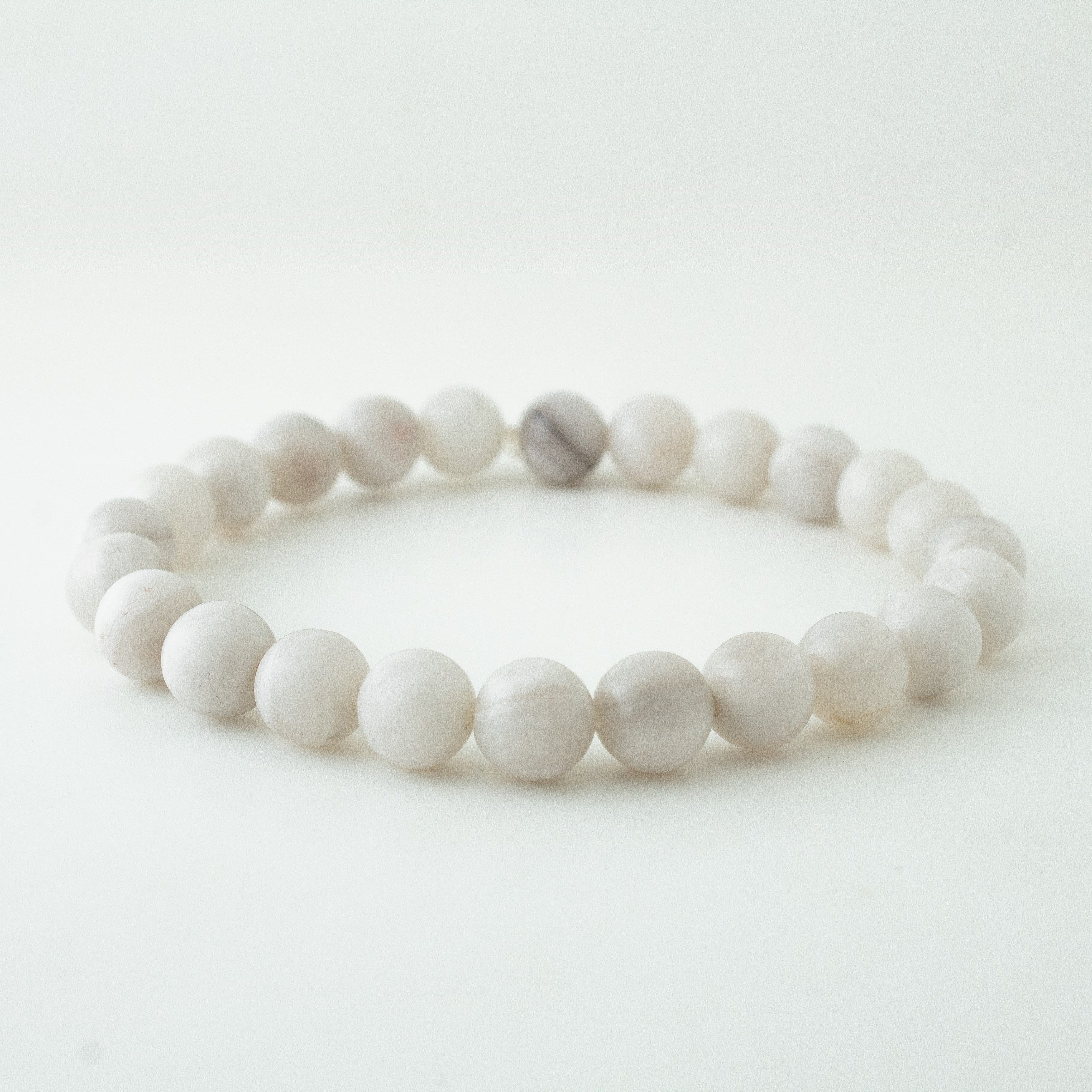 WHITE LACE AGATE STONE BRACELET